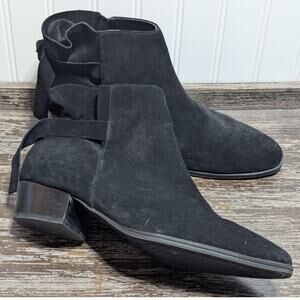 Aerosoles Women's Black Leather Suede Comfort Low Heel Ankle Boots Size 10 M
